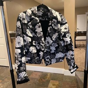 Floral leather jacket! Worn once